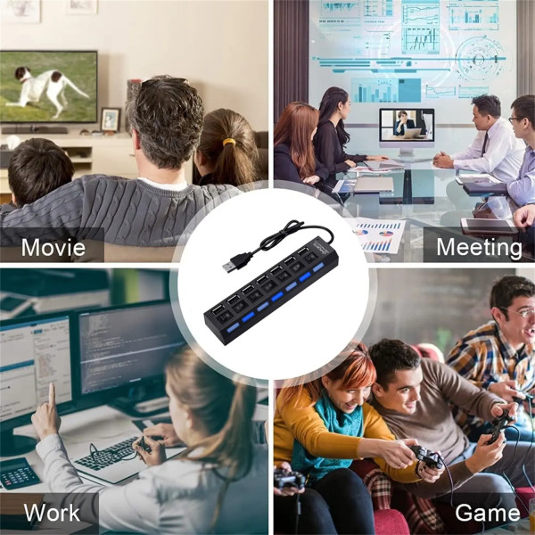 USB-переключатель-концентратор 2,0 с 7-ю портами USB