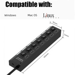 USB-переключатель-концентратор 2,0 с 7-ю портами USB