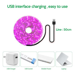 Светодиодная фитолента для выращивания растений, USB, 2835 SMD, DC5V