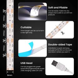 Светодиодная лента DC 5V USB с сенсорным выключателем и диммером.